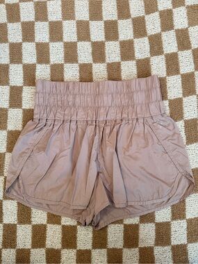 FP Movement by Free People High-Waist Athletic Shorts in Mauve Taupe